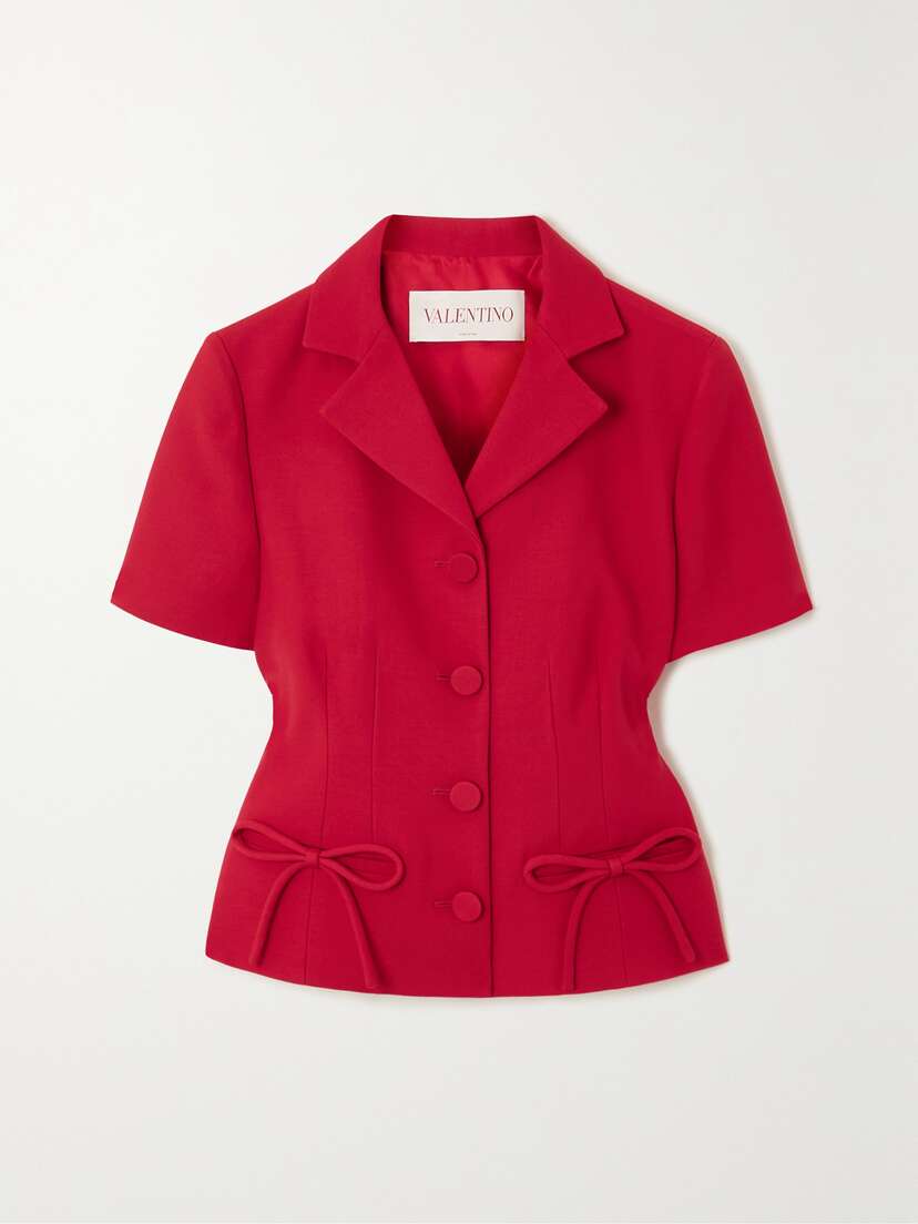 Valentino Garavani Bow-detailed Wool And Silk-blend Crepe Jacket