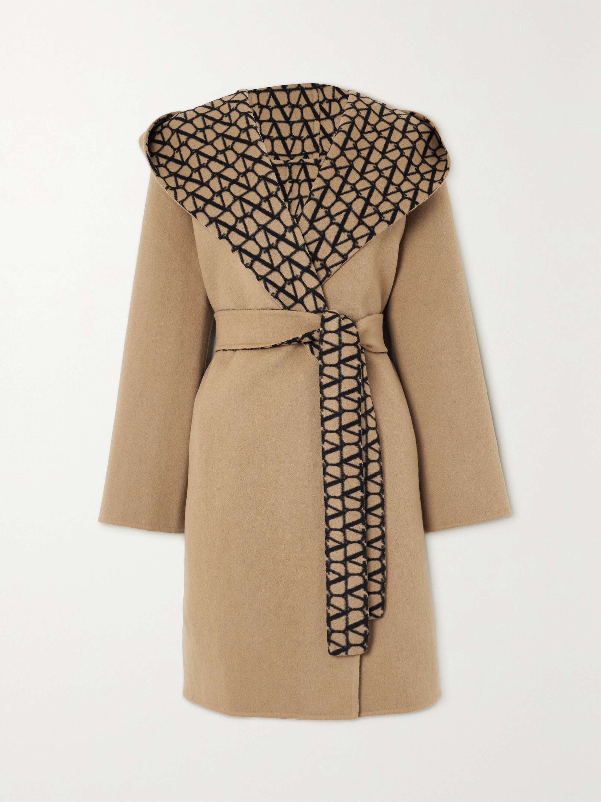 VALENTINO GARAVANI Reversible hooded printed wool and silk blend coat NET A PORTER