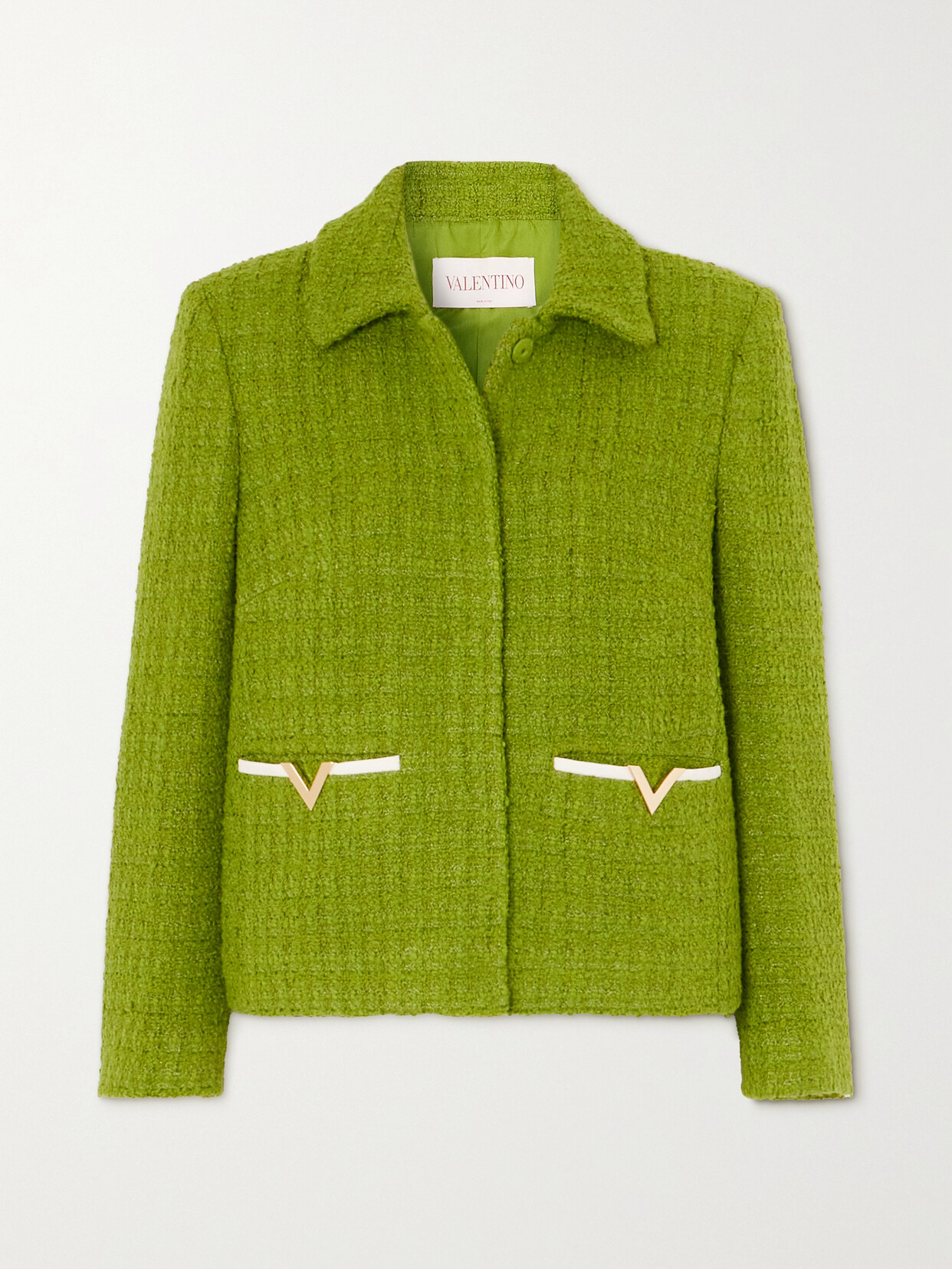 Valentino Vgold Detail Fitted Jacket In Green