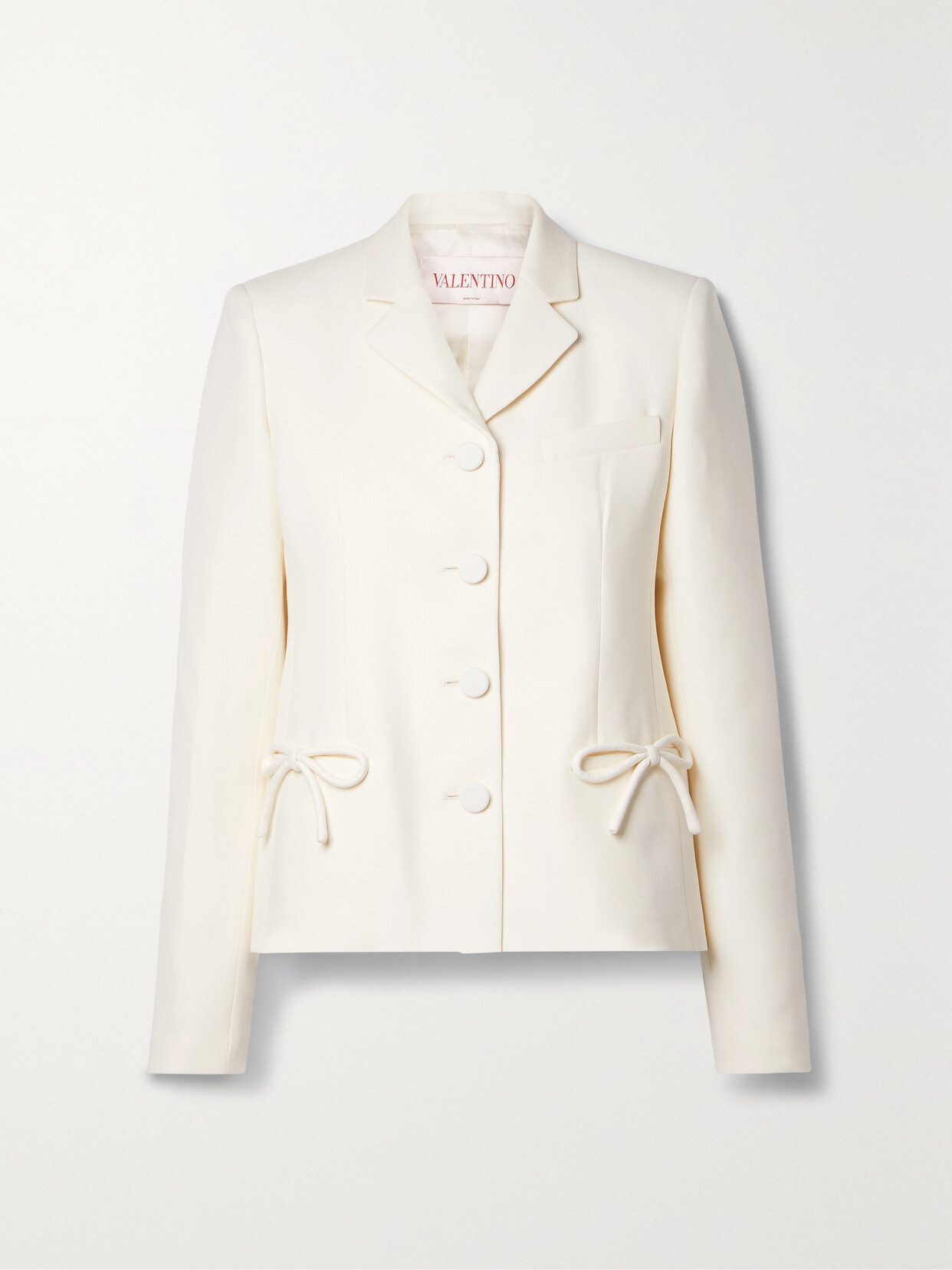 Valentino Garavani - Bow-detailed Wool And Silk-blend Crepe Jacket - White