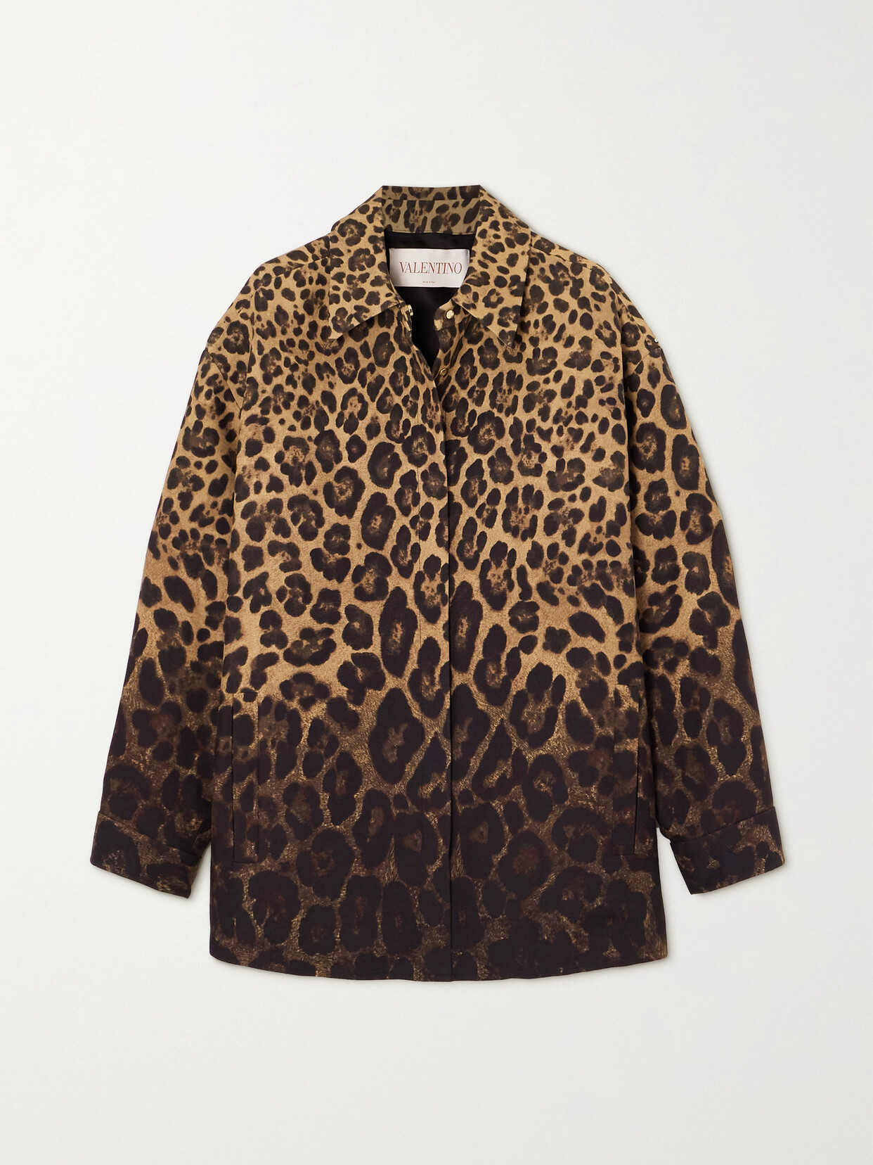 Shop Valentino Leopard-print Wool And Silk-blend Shirt In Animal Print