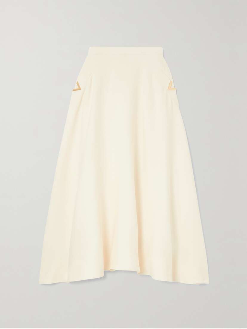 Valentino Garavani Embellished Stretch-crepe Midi Skirt