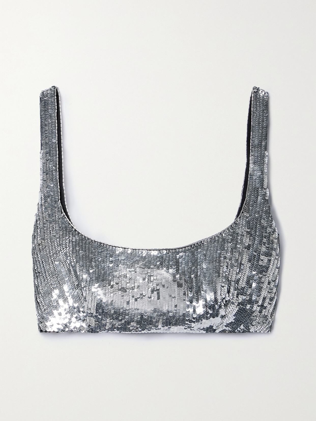 Valentino Garavani Sequined Silk-tulle Bralette - Silver