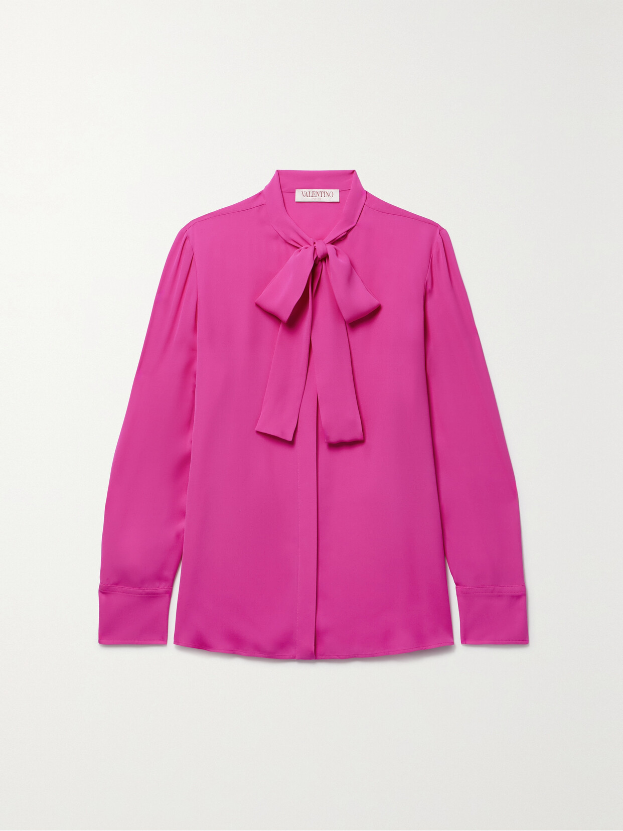 Valentino Pussy-bow Silk Shirt In Pink