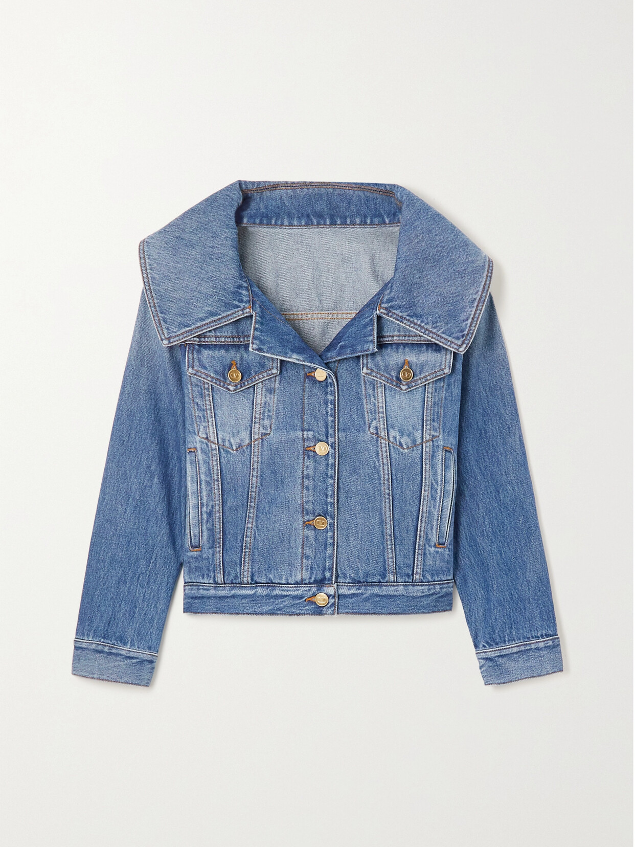 Valentino Garavani Cropped Denim Jacket - Blue