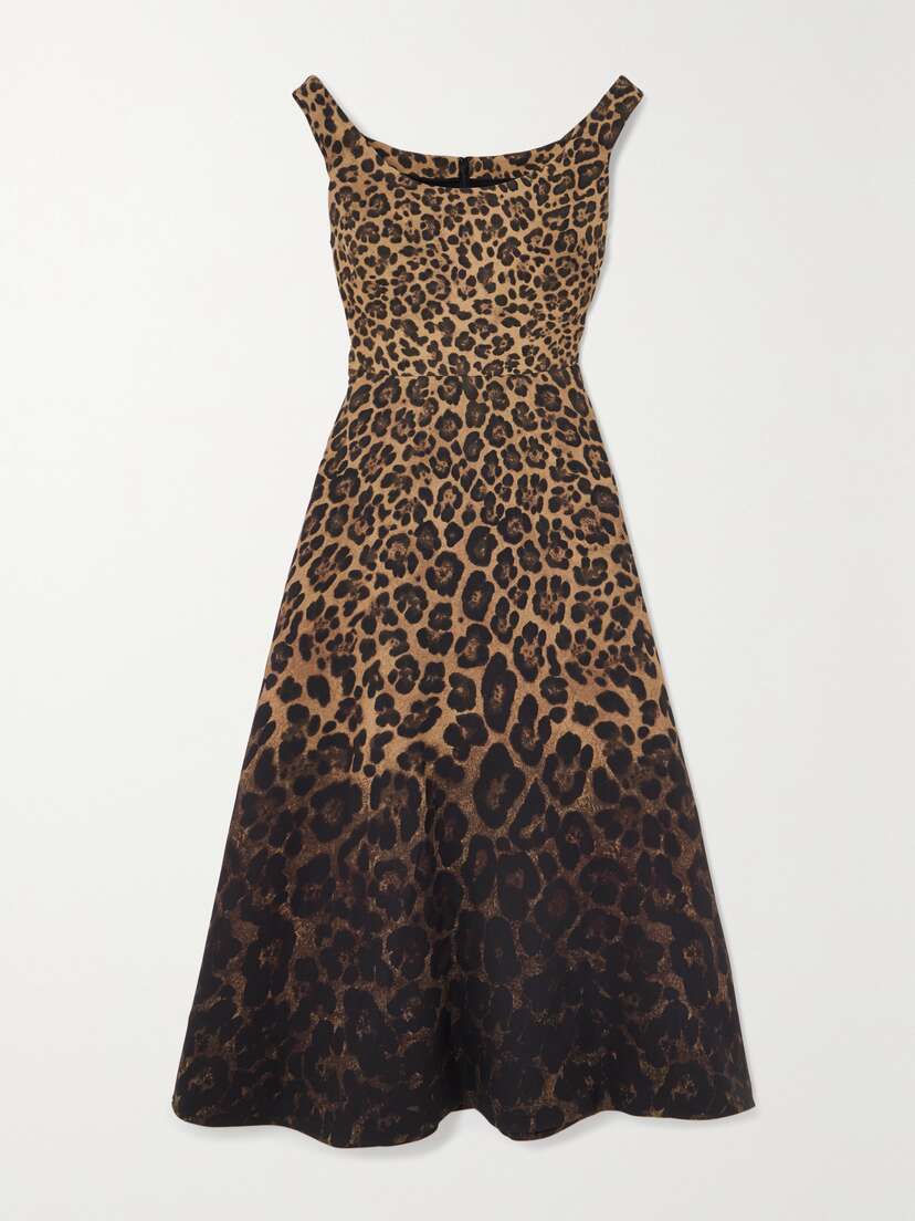 Valentino Garavani Leopard-print Ombré Wool And Silk-blend Crepe Midi Dress