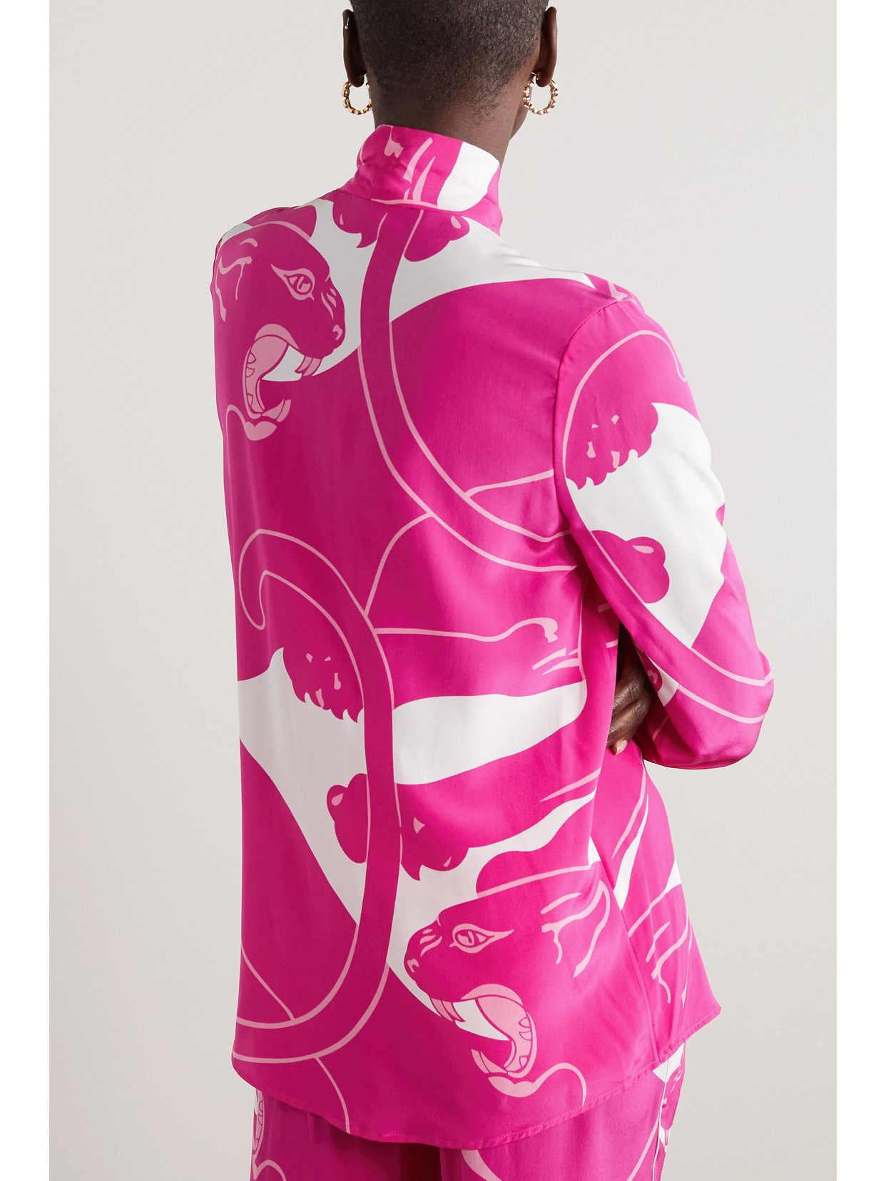 Garavani - Tie-Detailed Printed Silk Crepe De Chine Blouse