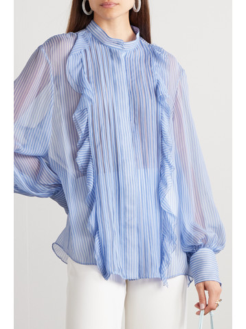 Valentino Garavani Ruffled striped silk-chiffon shirt