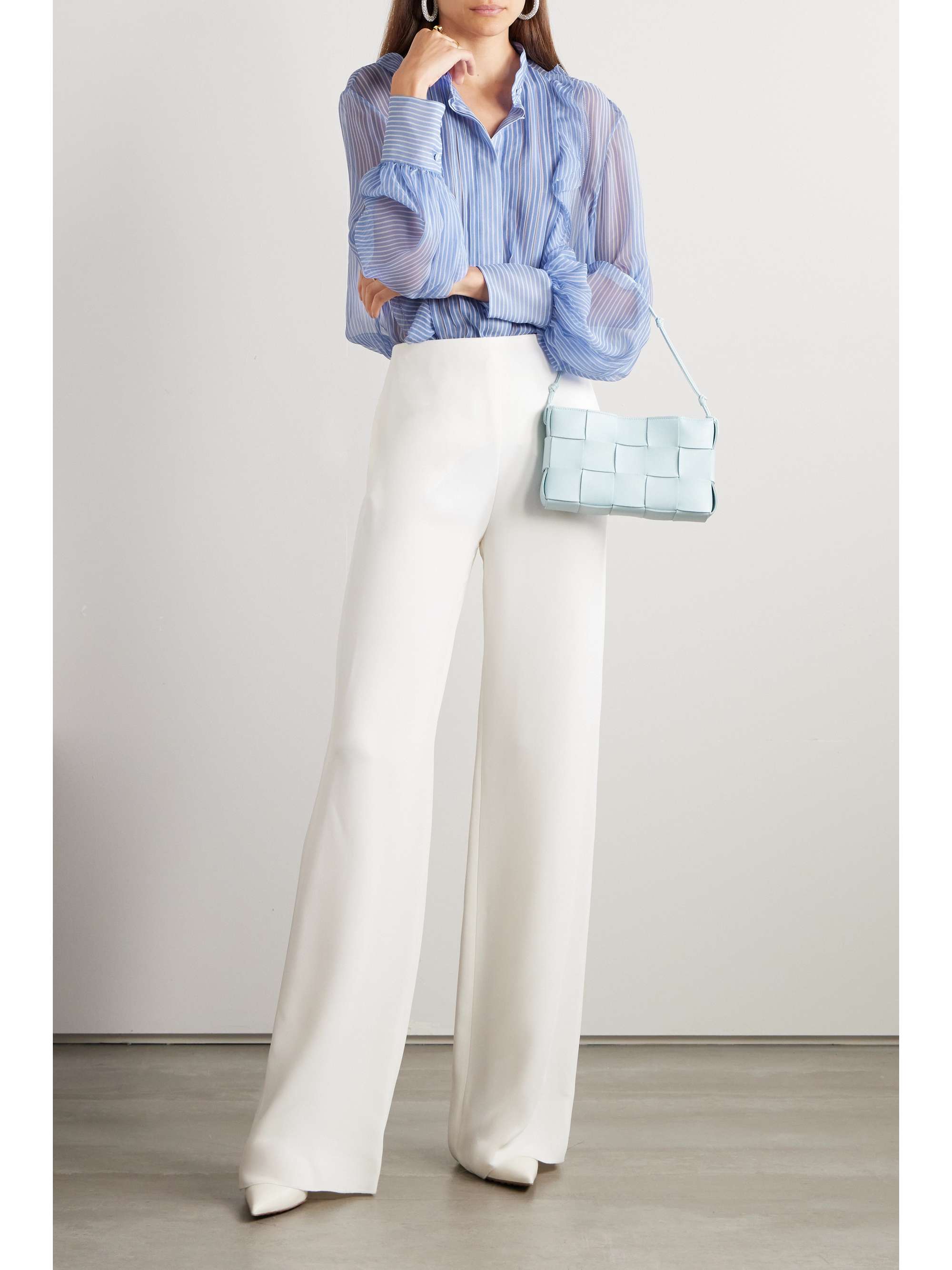 VALENTINO GARAVANI Ruffled striped silk-chiffon shirt | NET-A-PORTER