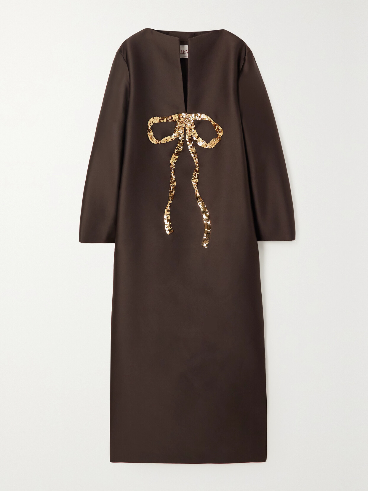 Valentino Sequin-embellished Wool And Silk-blend Gown In Brown