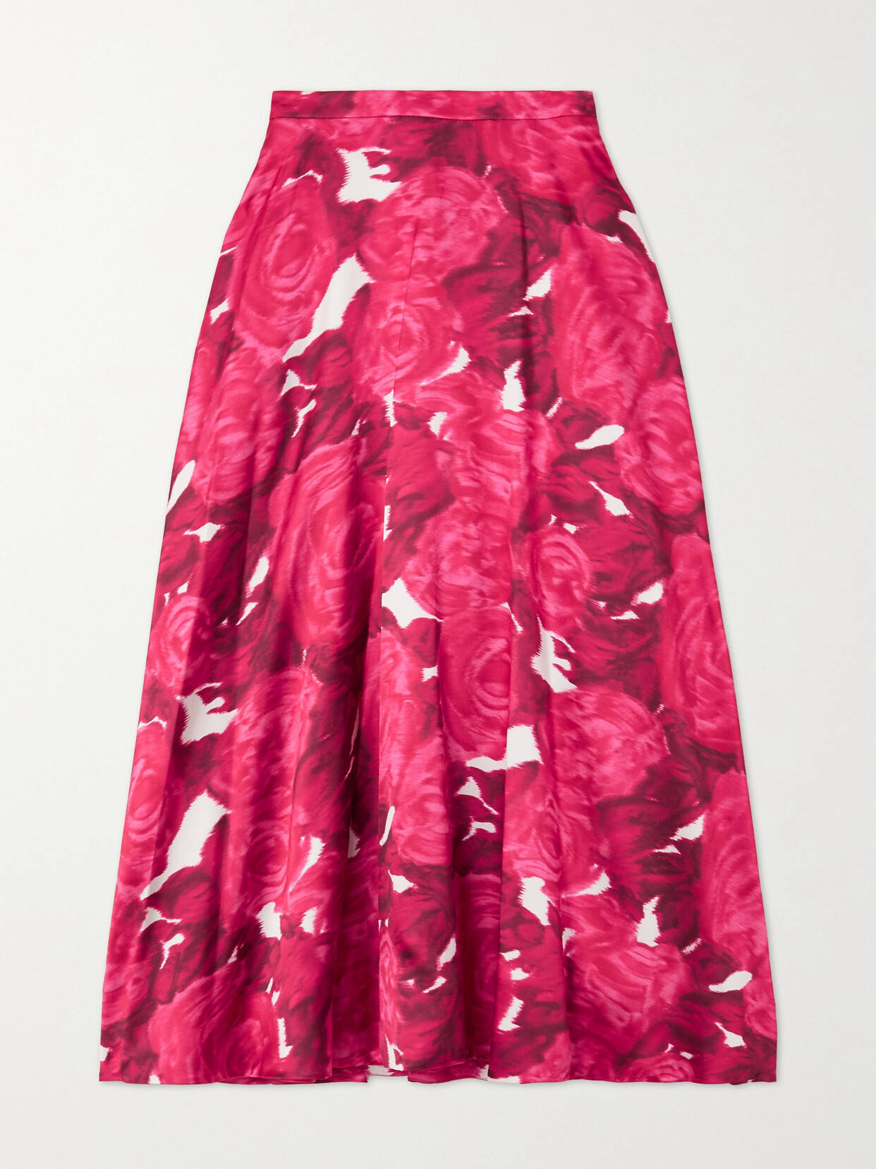 Valentino Garavani - Floral-print Duchesse-satin Midi Skirt - Pink