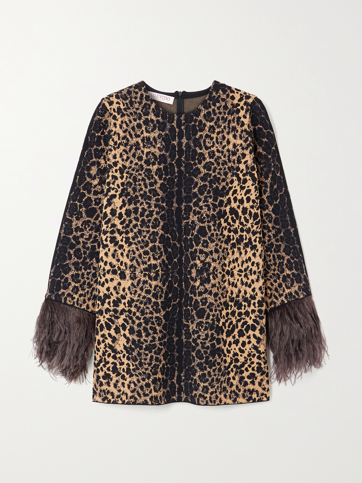 Valentino Garavani - Feather-trimmed Jacquard-knit Top - Animal print