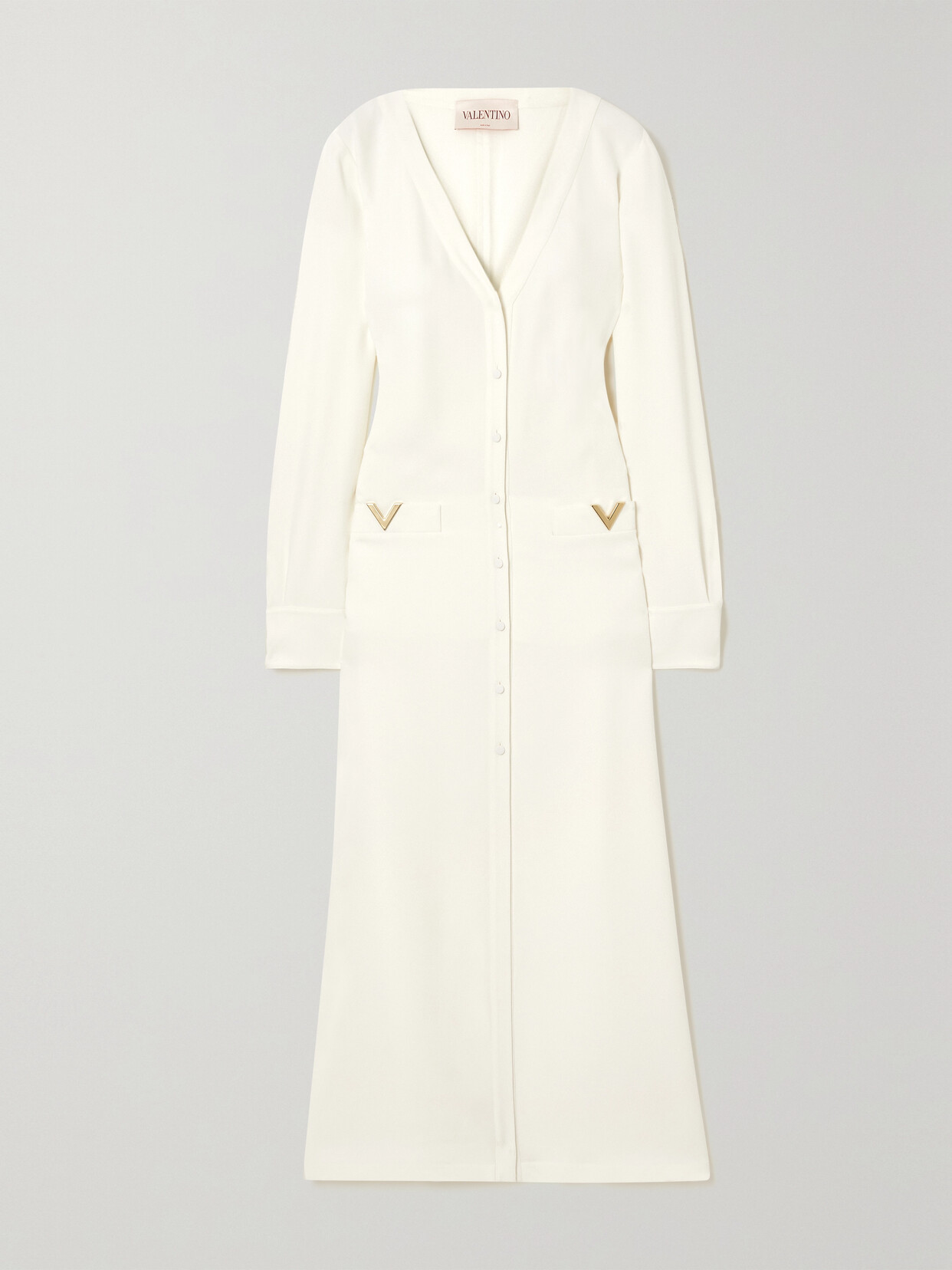 Valentino Embellished Silk-crepe Midi Dress In White