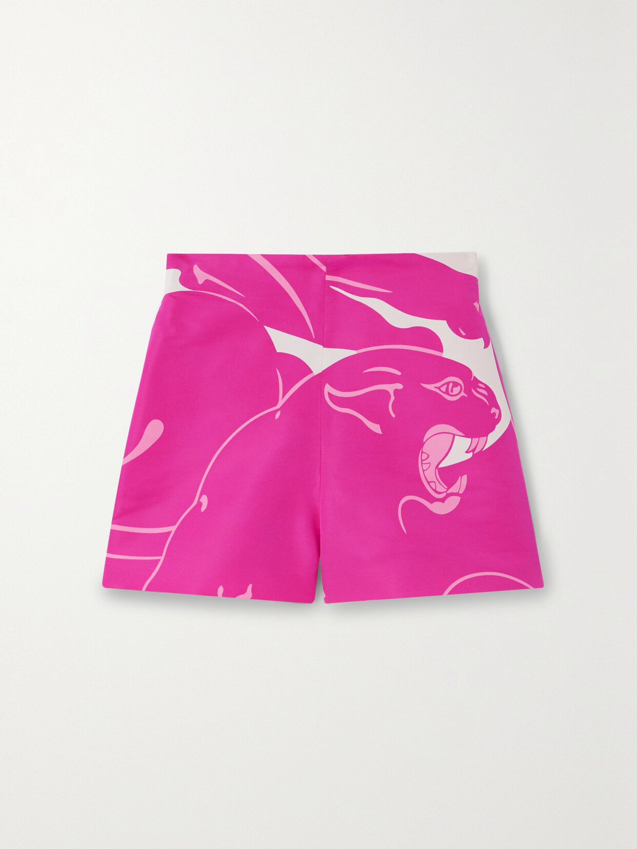 Shop Valentino Printed Silk-twill Shorts In Pink