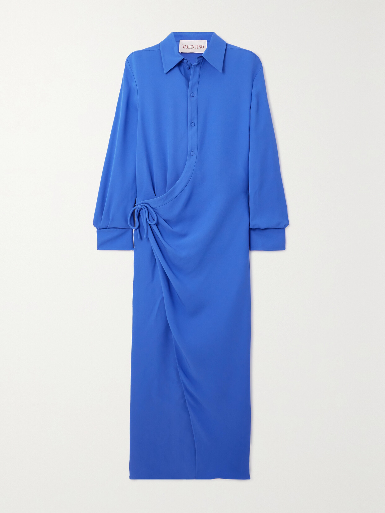 Valentino Garavani Draped Silk-crepe Midi Wrap Dress - Blue