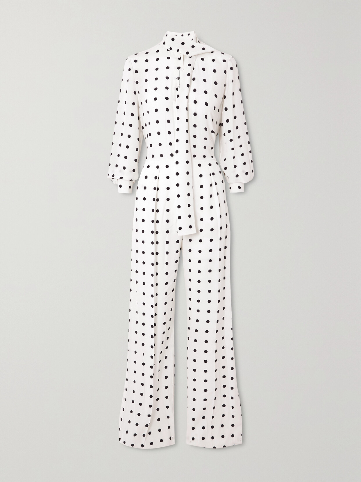 Valentino Garavani Polka-dot Silk Crepe De Chine Jumpsuit - White