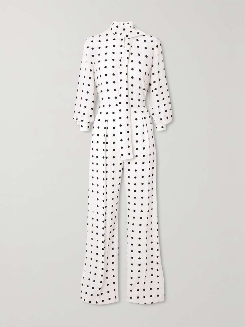 Valentino Garavani Polka-dot Silk Crepe De Chine Jumpsuit