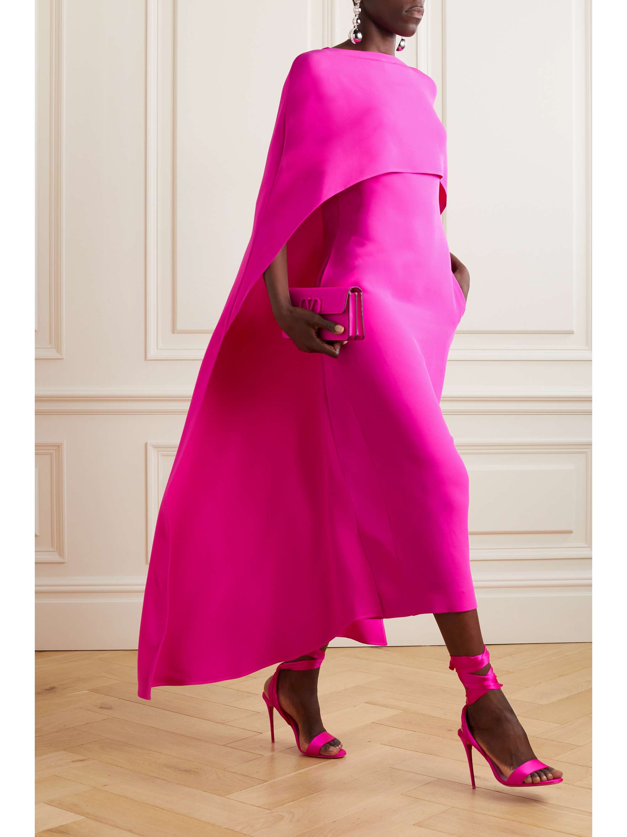 kant vindue studie VALENTINO GARAVANI Cape-effect silk-crepe midi dress | NET-A-PORTER