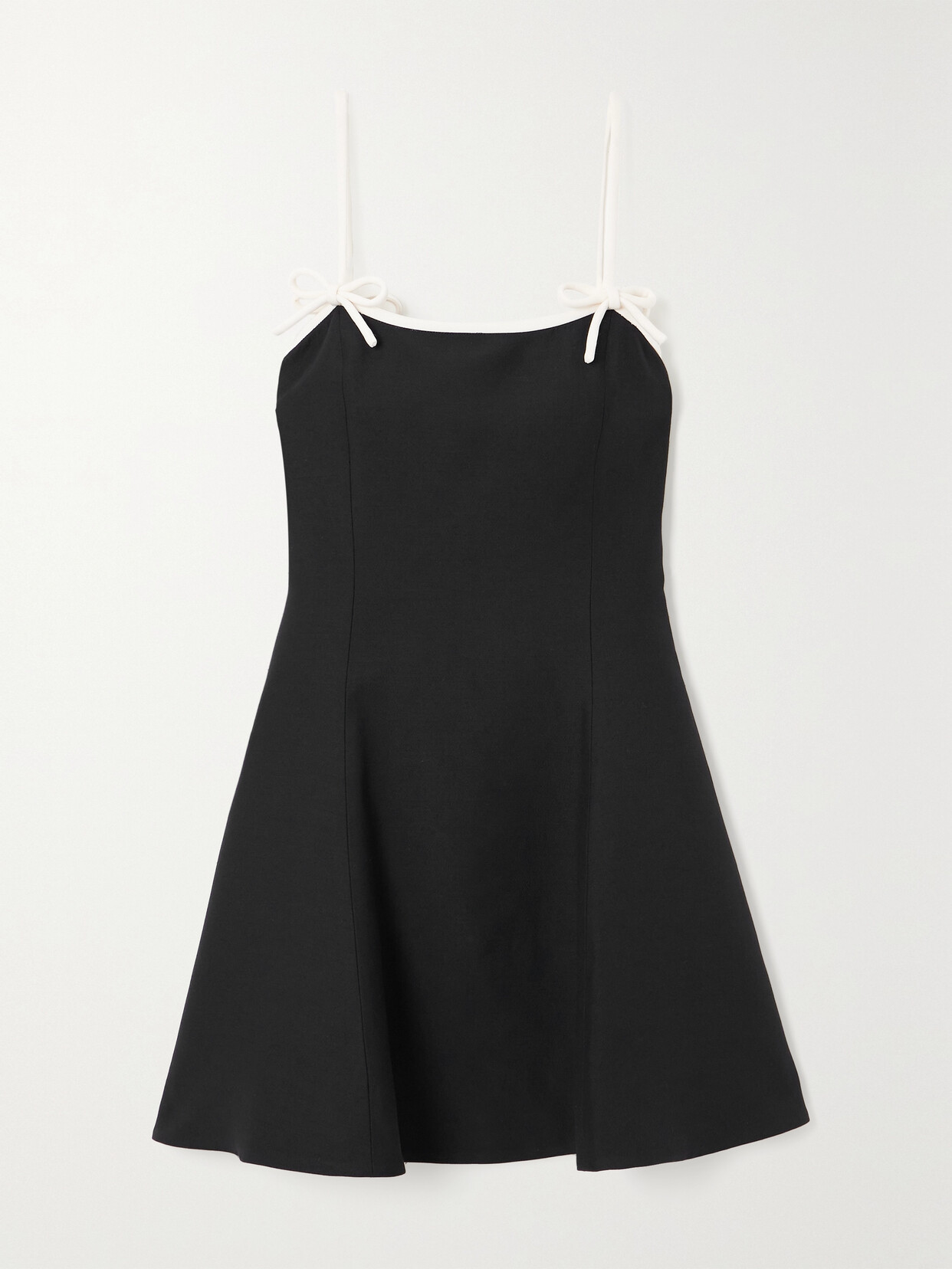 Valentino Garavani Bow-embellished Wool And Silk-blend Crepe Mini Dress - Black