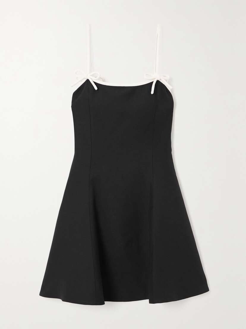 Valentino Garavani Bow-embellished Wool And Silk-blend Crepe Mini Dress
