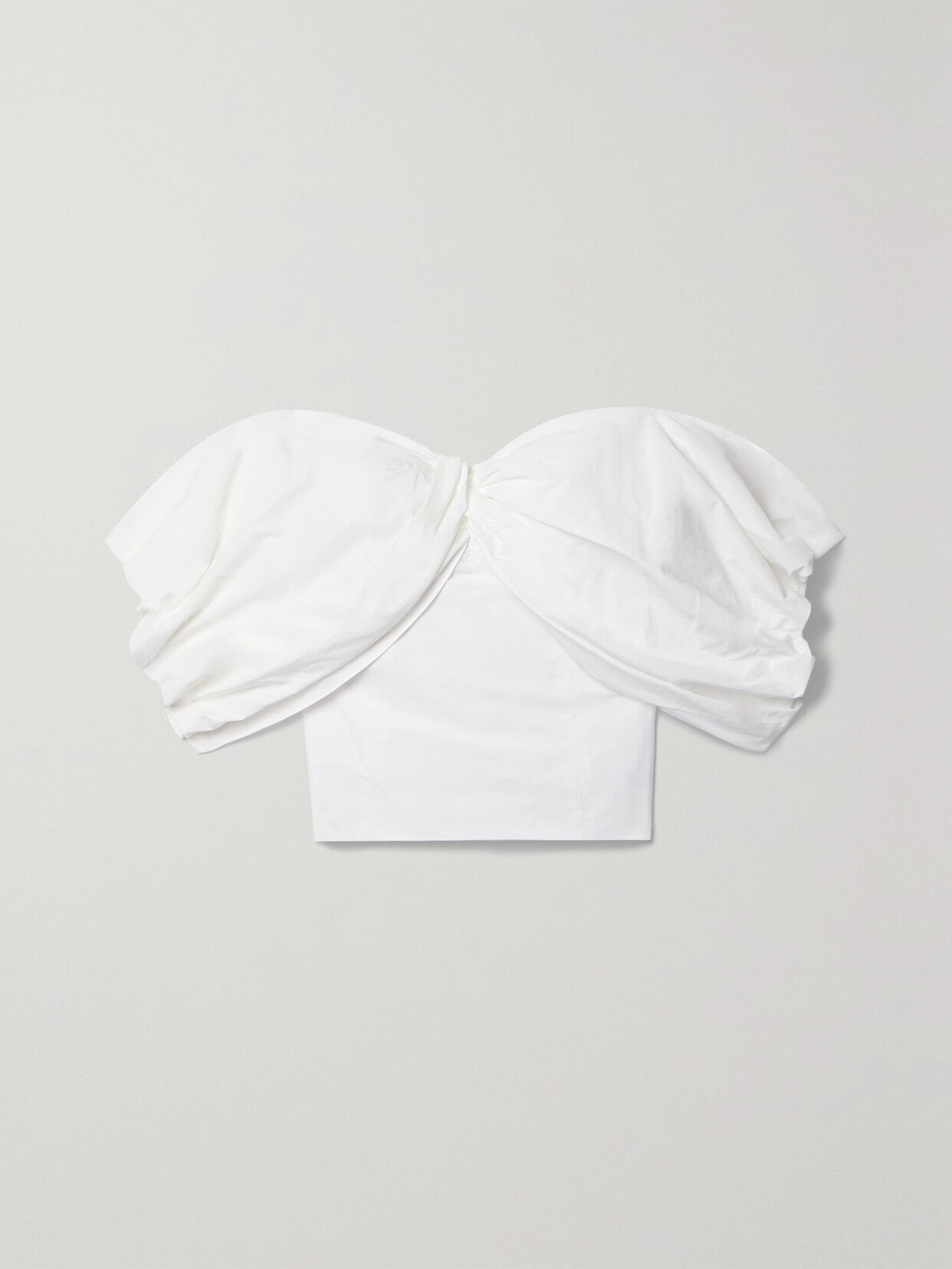 Rosie Assoulin Farfalle-n Off Your Shoulder Gathered Poplin Top - White