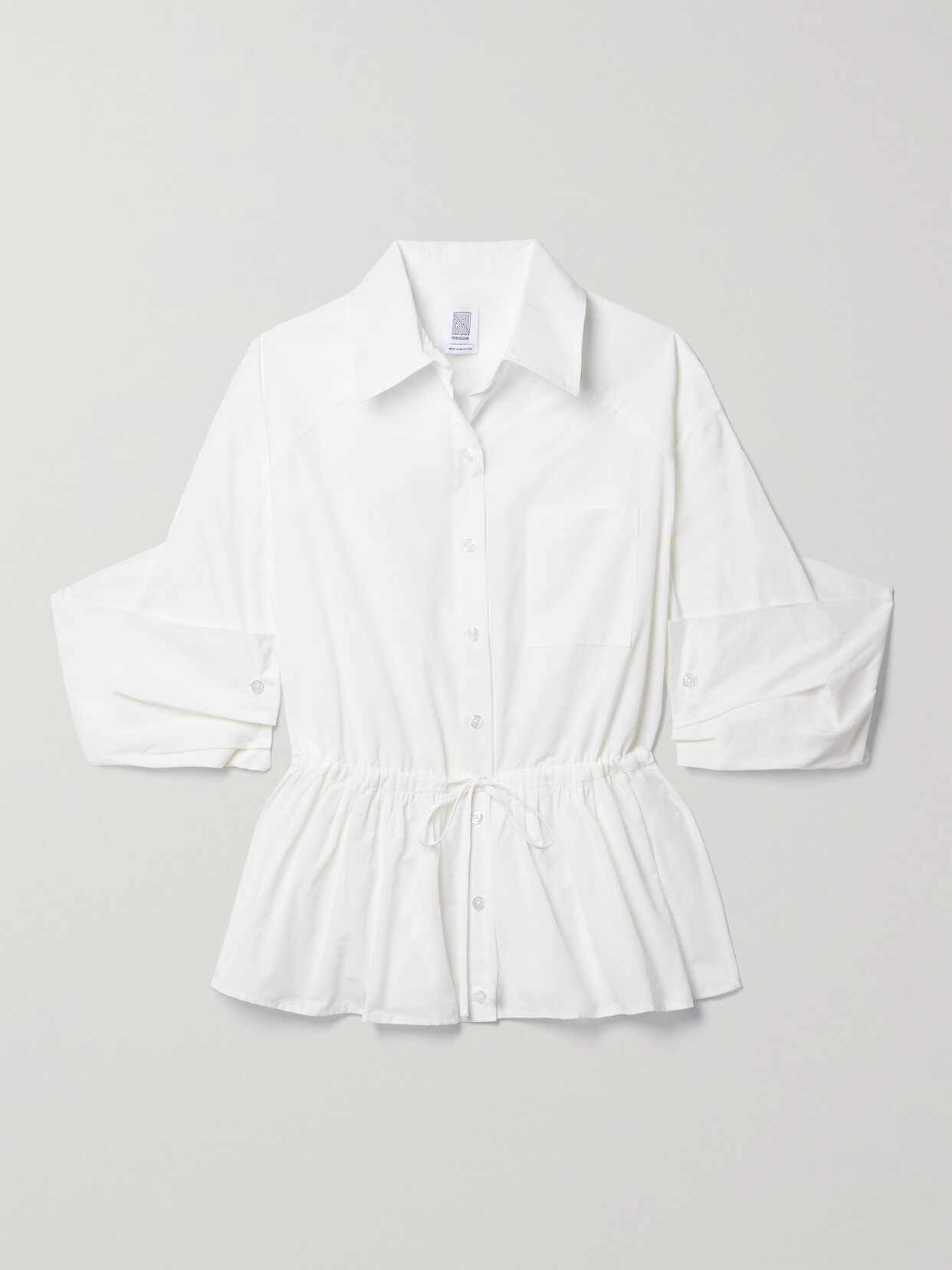 Rosie Assoulin Peek-a-boo Gathered Poplin Shirt