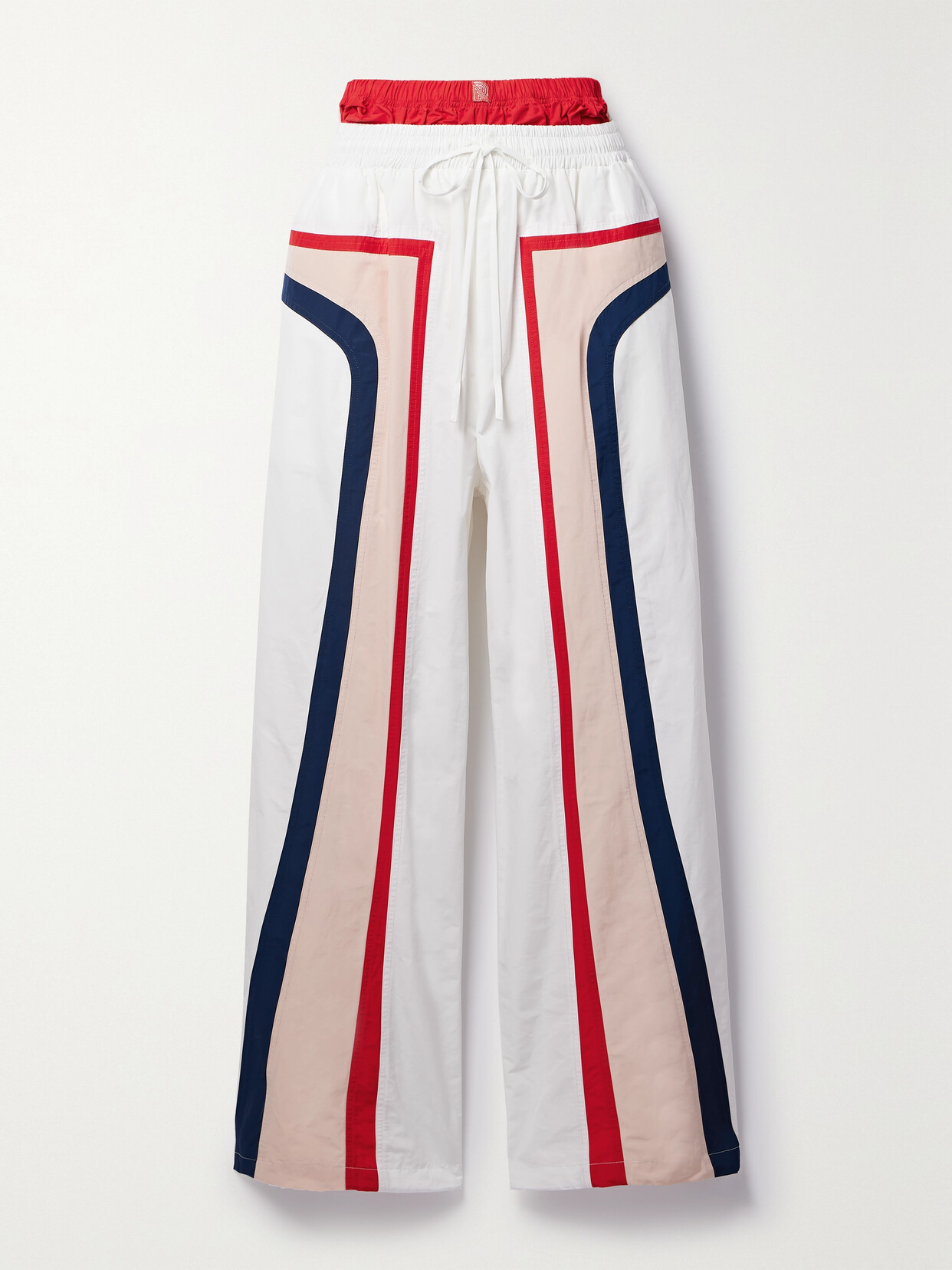Rosie Assoulin Billab-long Layered Striped Shell Track Pants - White
