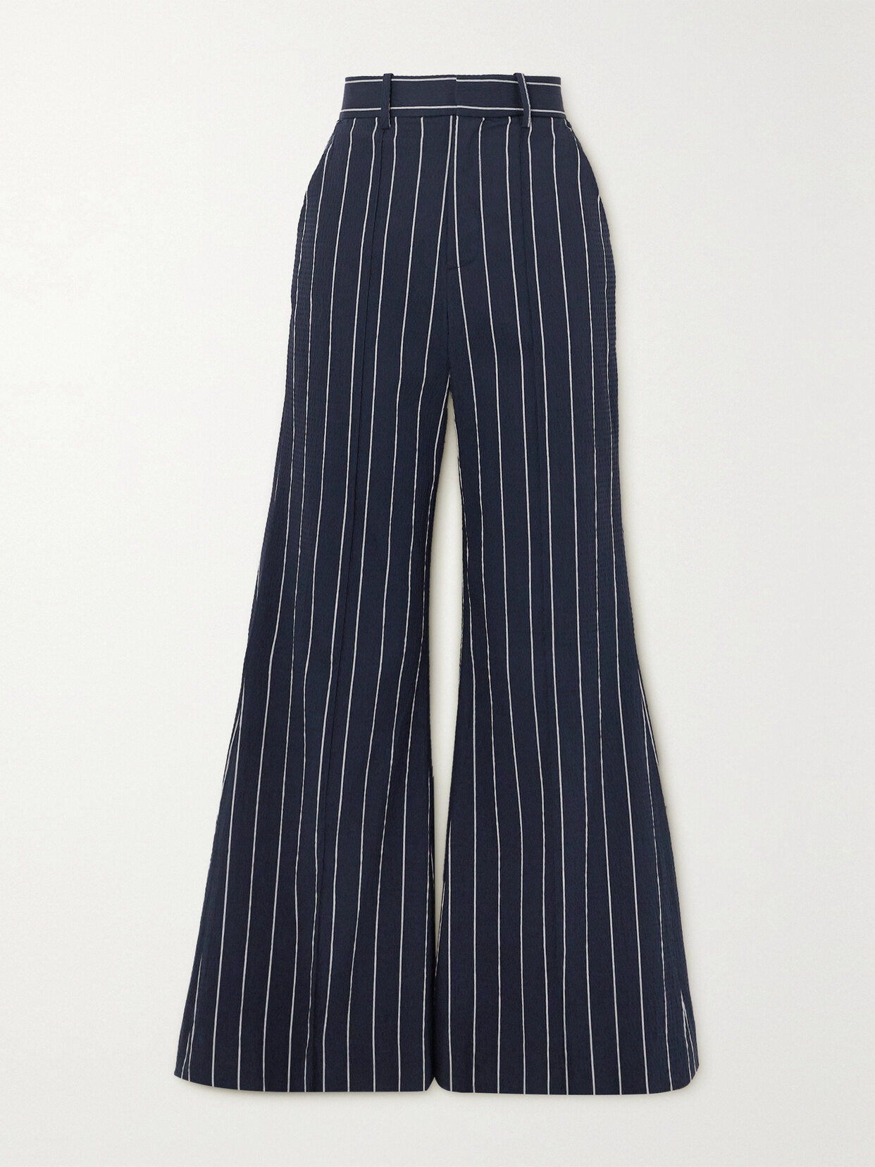 Rosie Assoulin - Flare For The Dramatic Striped Cotton-blend Wide-leg Pants - Blue