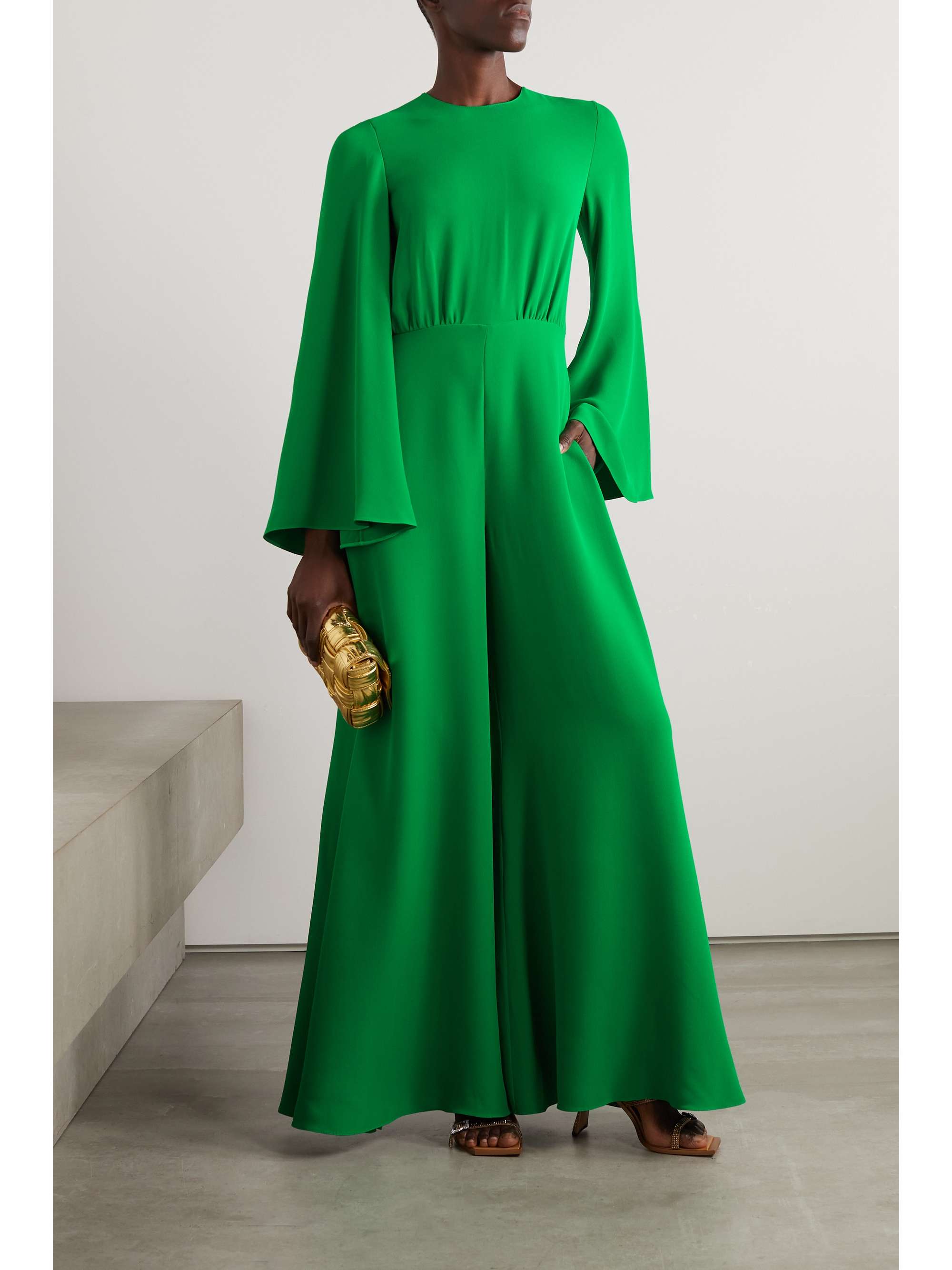 VALENTINO GARAVANI Gathered silk-crepe jumpsuit | NET-A-PORTER