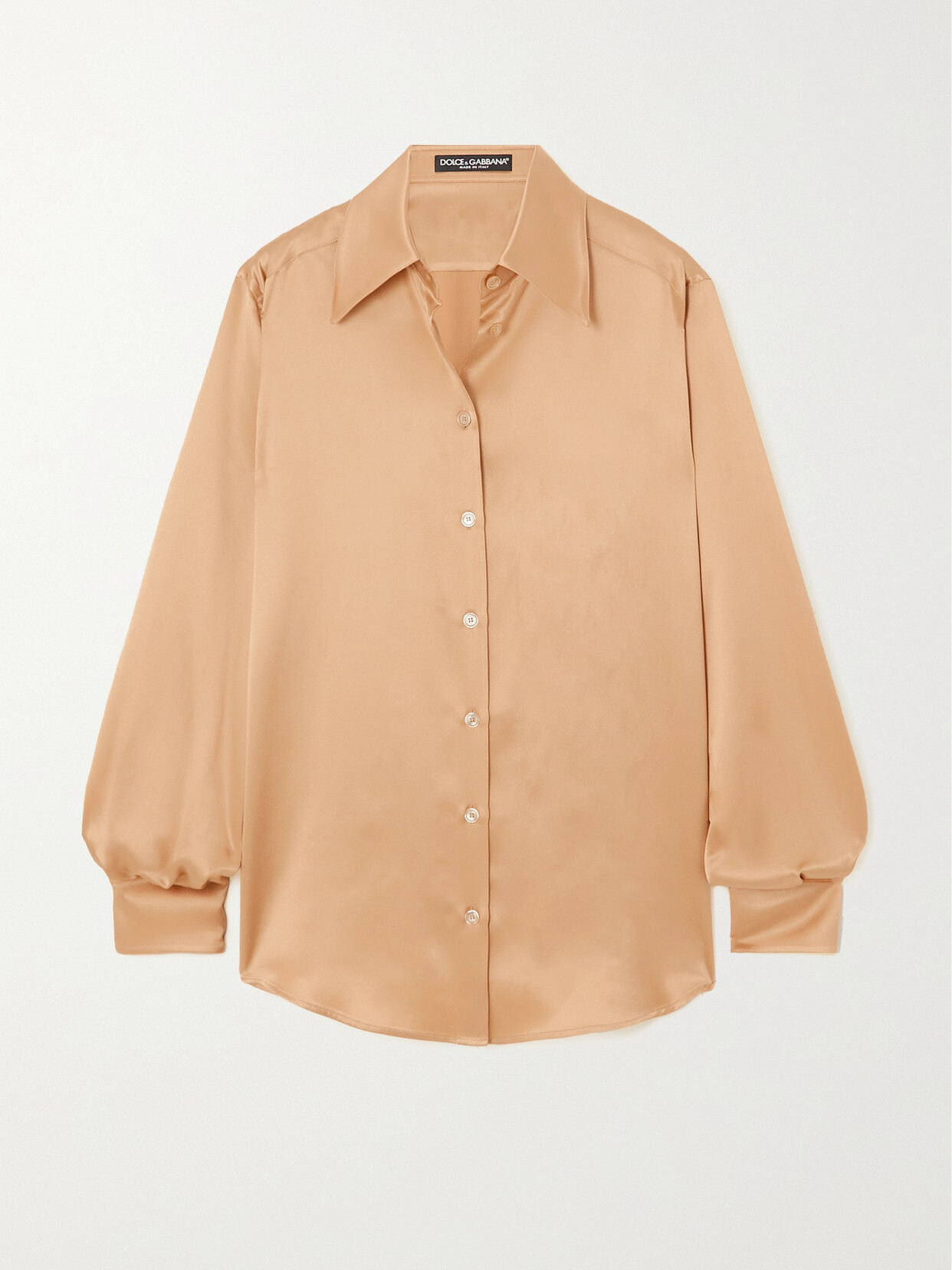 Shop Dolce & Gabbana Silk-satin Shirt In Neutrals