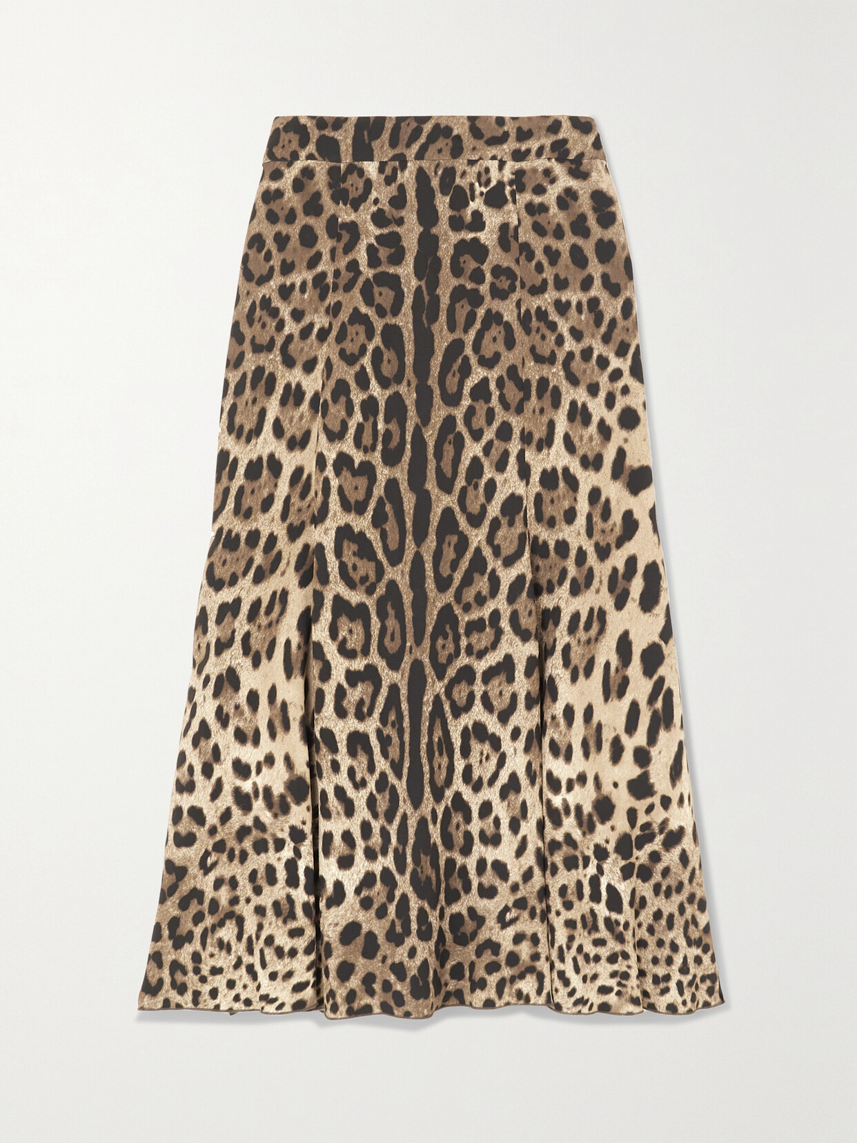 Shop Dolce & Gabbana Leopard-print Stretch-crepe Midi Skirt In Animal Print