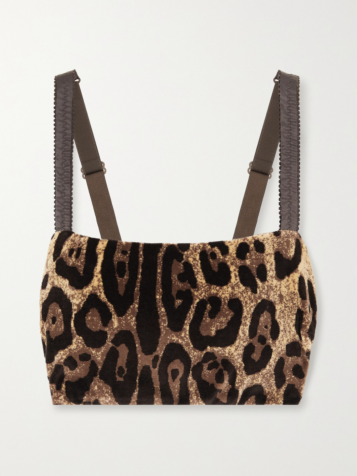 Shop Dolce & Gabbana Cropped Leopard-jacquard Cotton-blend Chenille Top In Animal Print