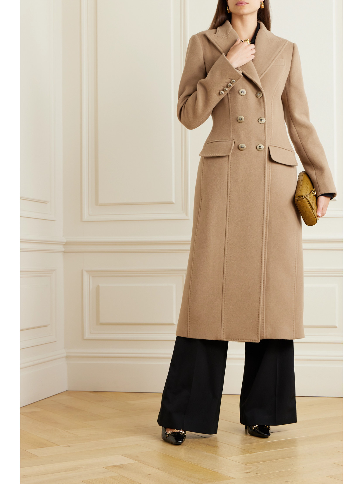 Shop Dolce & Gabbana Double-breasted Wool And Cashmere-blend Coat In Brown