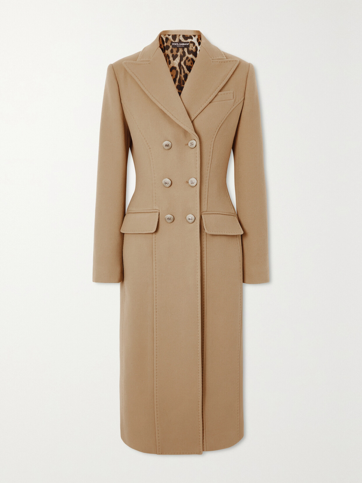 Shop Dolce & Gabbana Double-breasted Wool And Cashmere-blend Coat In Brown