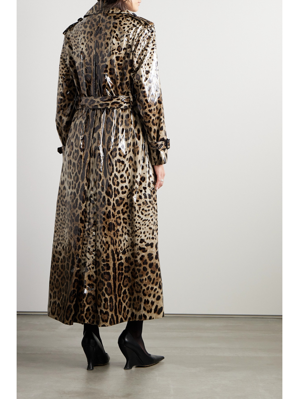 Shop Dolce & Gabbana Double-breasted Leopard-print Coated-canvas Trench Coat In Animal Print