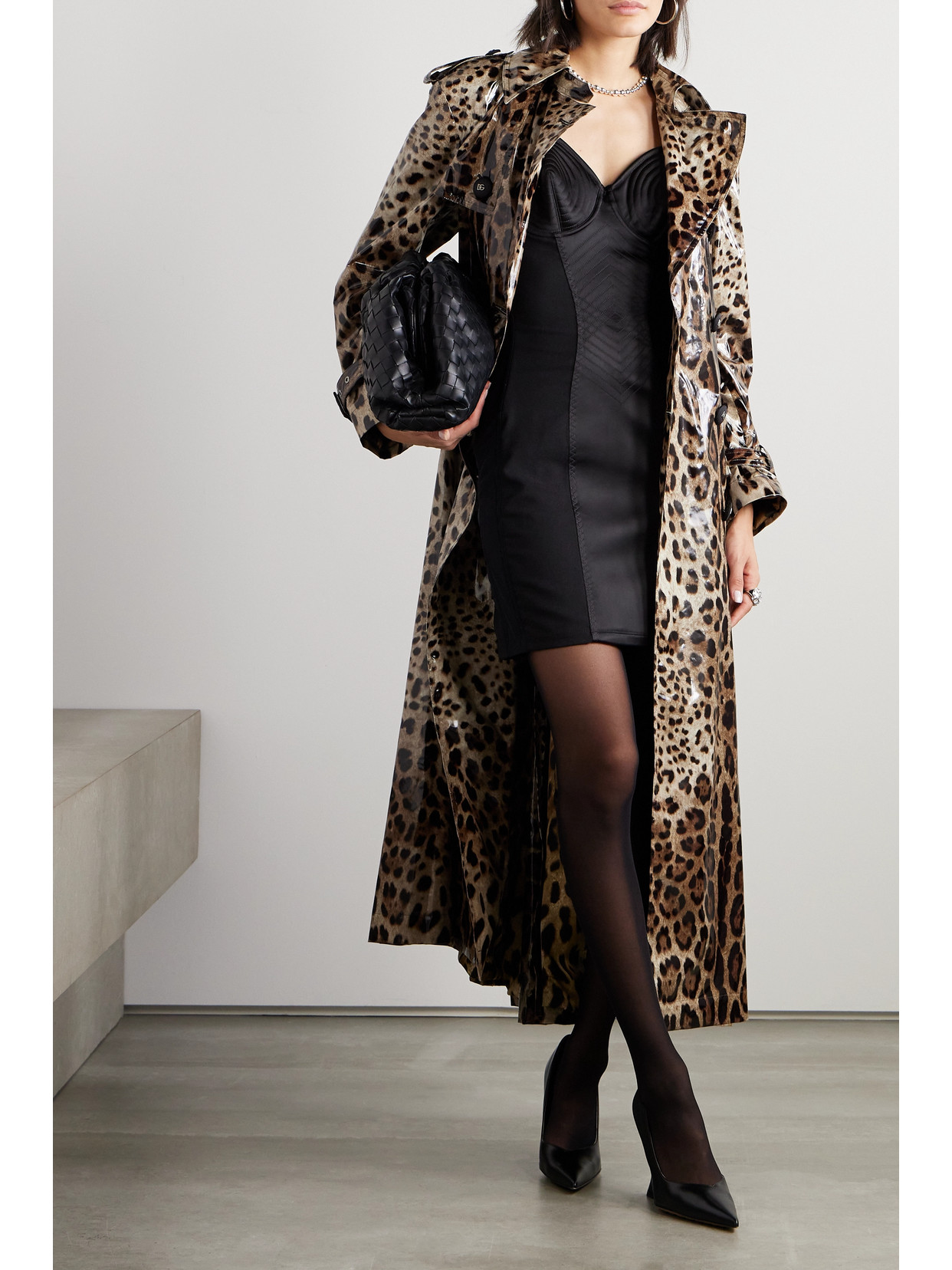 Shop Dolce & Gabbana Double-breasted Leopard-print Coated-canvas Trench Coat In Animal Print