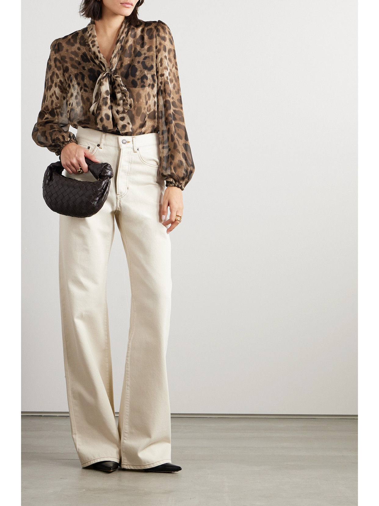 Shop Dolce & Gabbana Tie-detailed Leopard-print Silk-chiffon Shirt In Animal Print