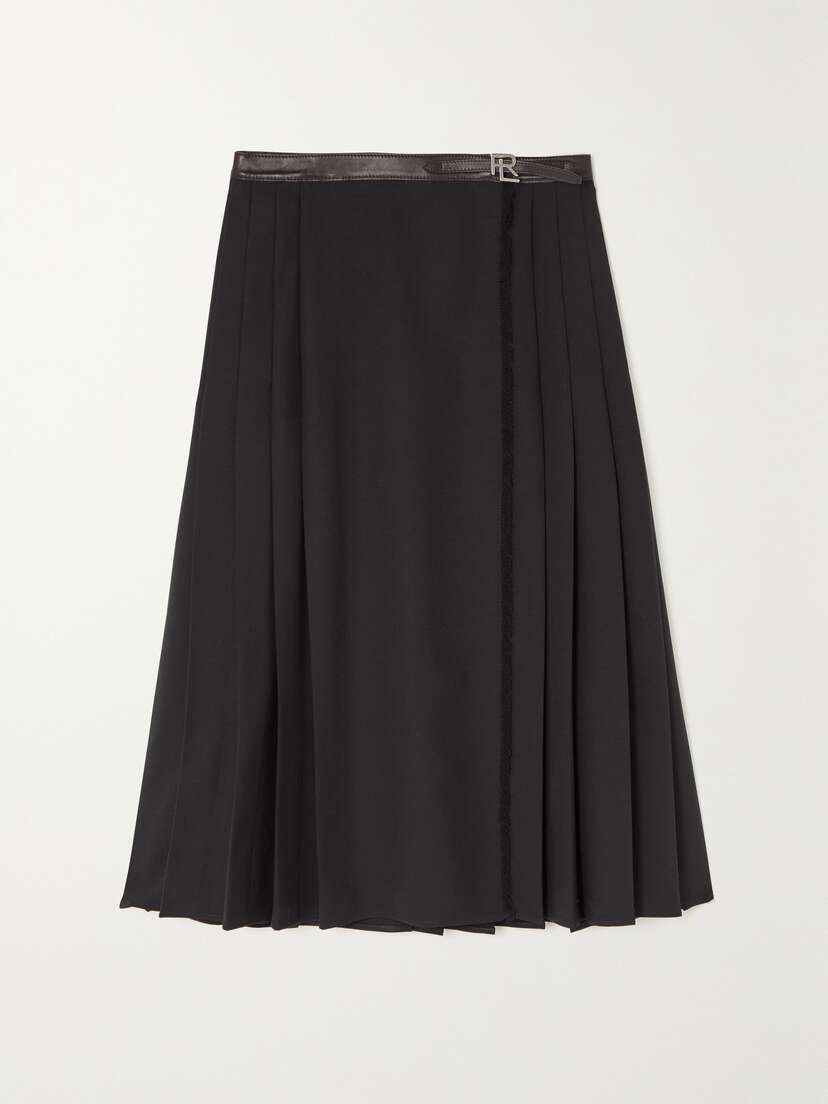 Ralph Lauren Collection Alexandrine Belted Pleated Woven Midi Wrap Skirt