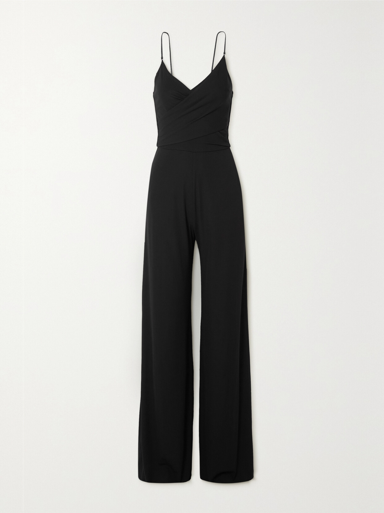 Ralph Lauren Collection Twist-front Stretch-jersey Wide-leg Jumpsuit - Black