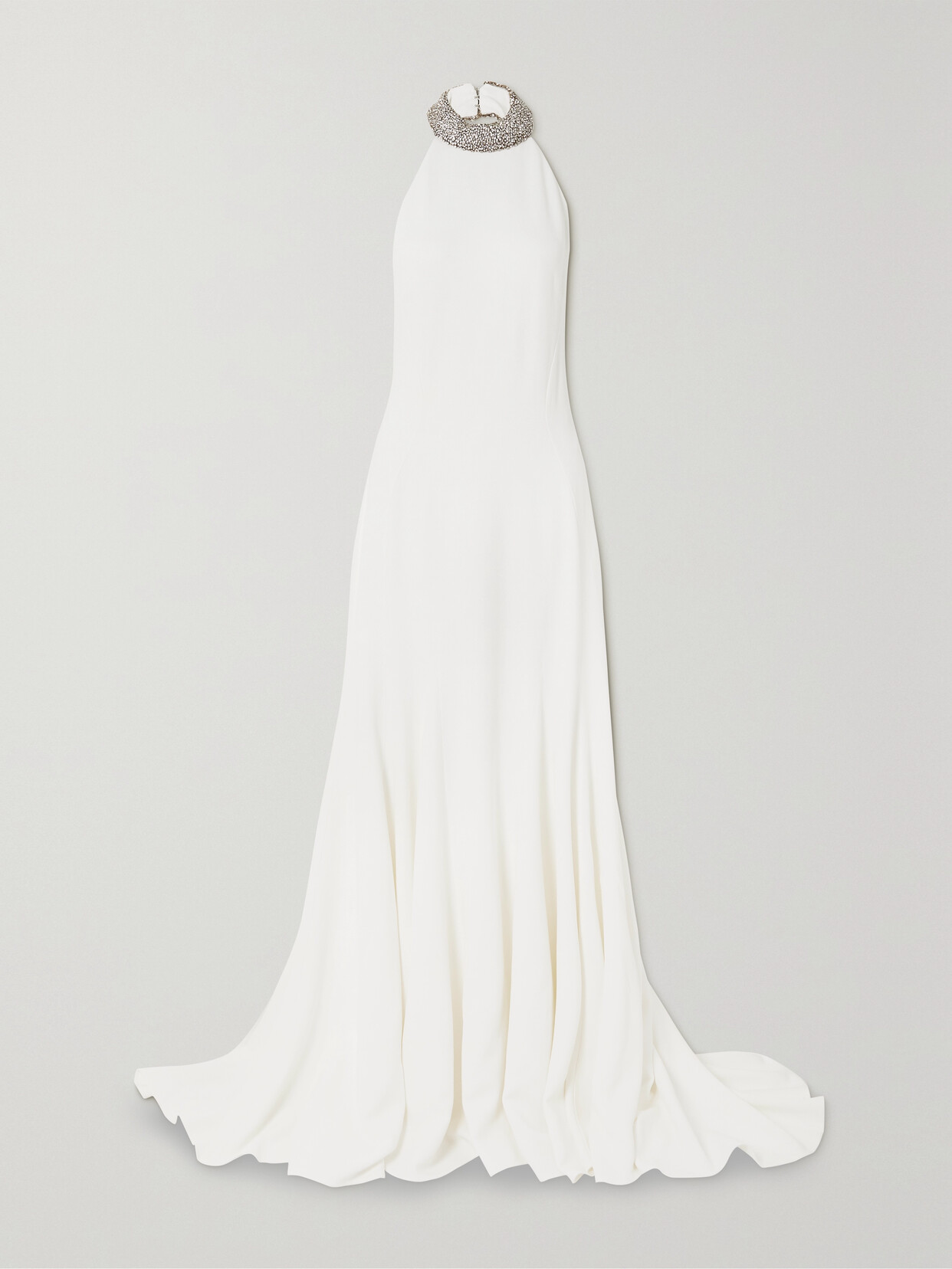 Stella Mccartney + Net Sustain Open-back Embellished Stretch-cady Halterneck Gown In White