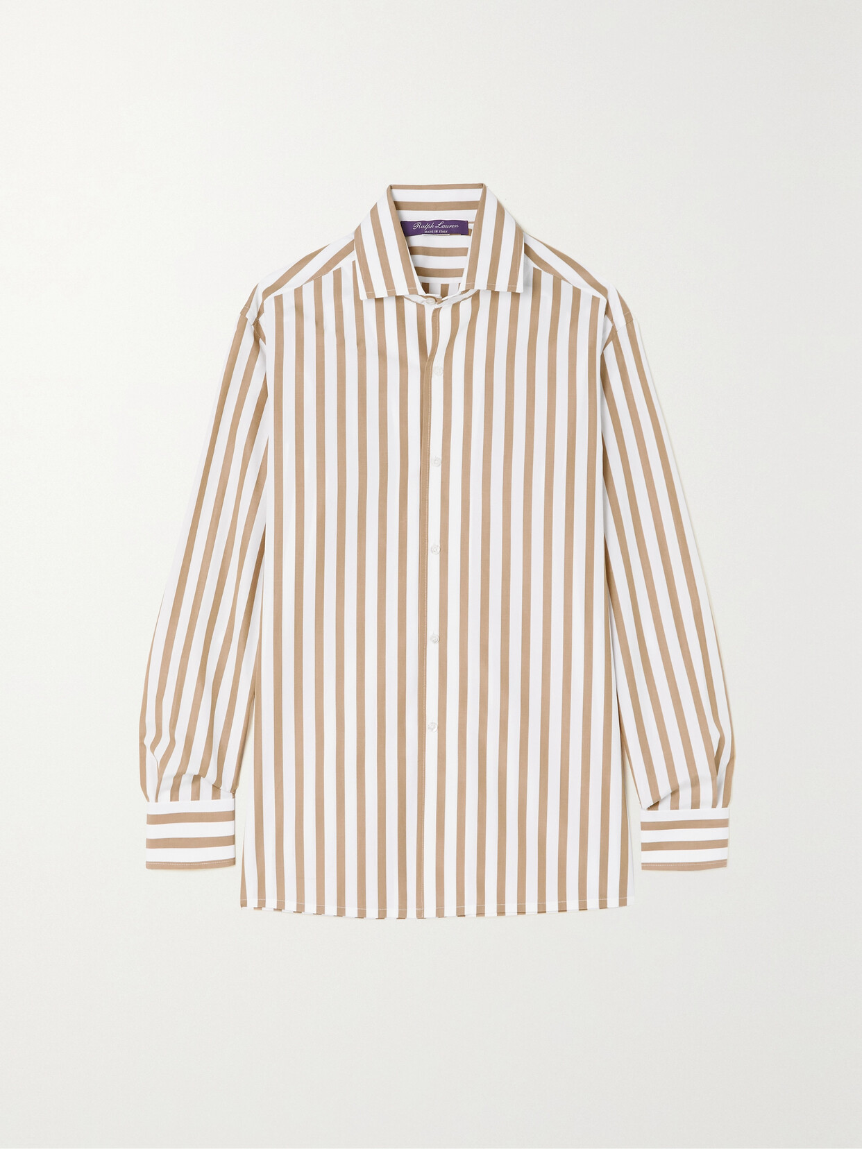 Polo Ralph Lauren Women's Capri Striped Button-up Shirt In Tan White