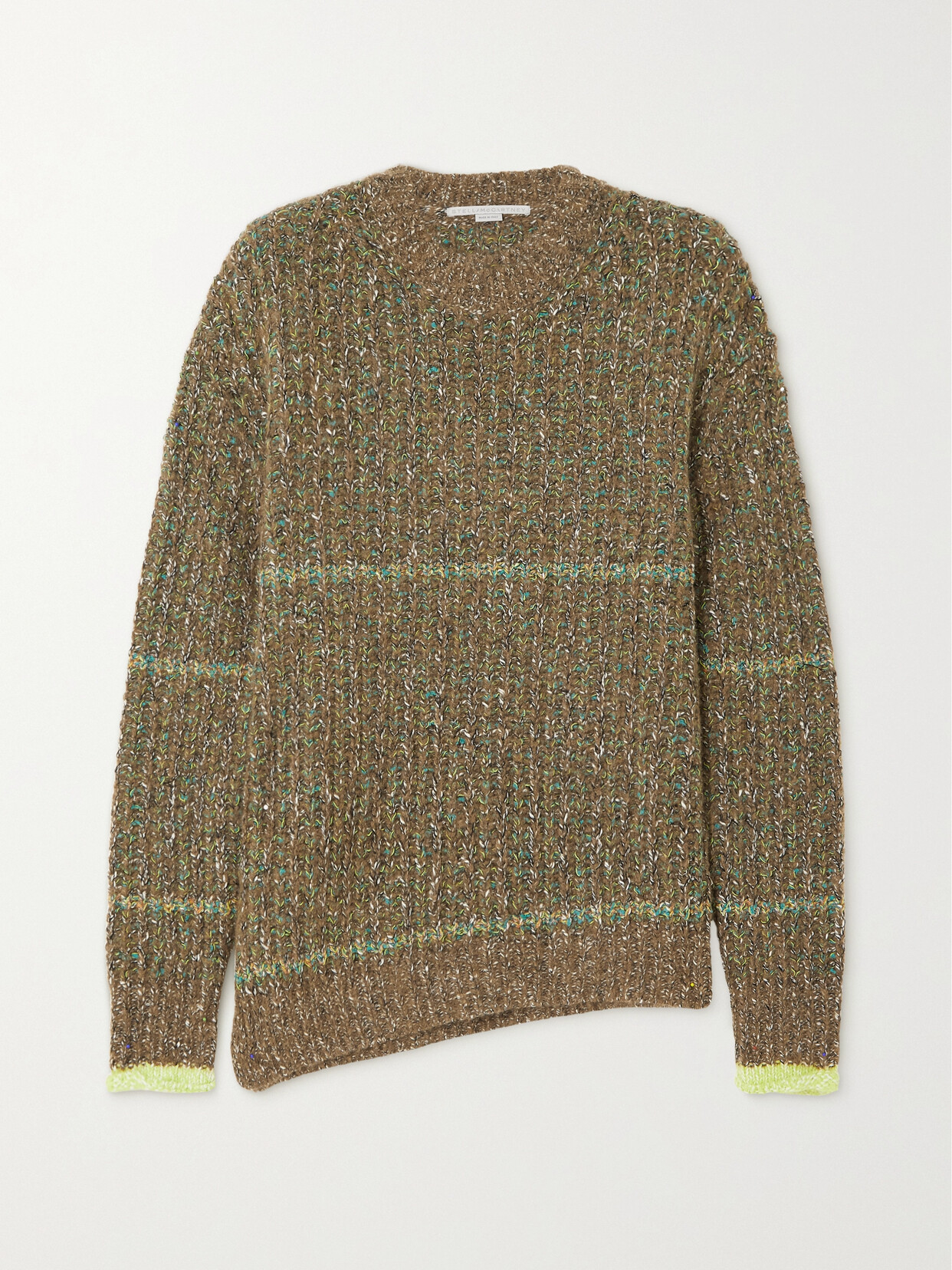 Stella McCartney - + Net Sustain Asymmetric Striped Knitted Sweater - Brown