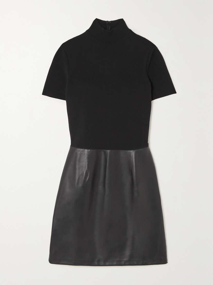 Ralph Lauren Collection Wool And Leather Mini Dress - x large