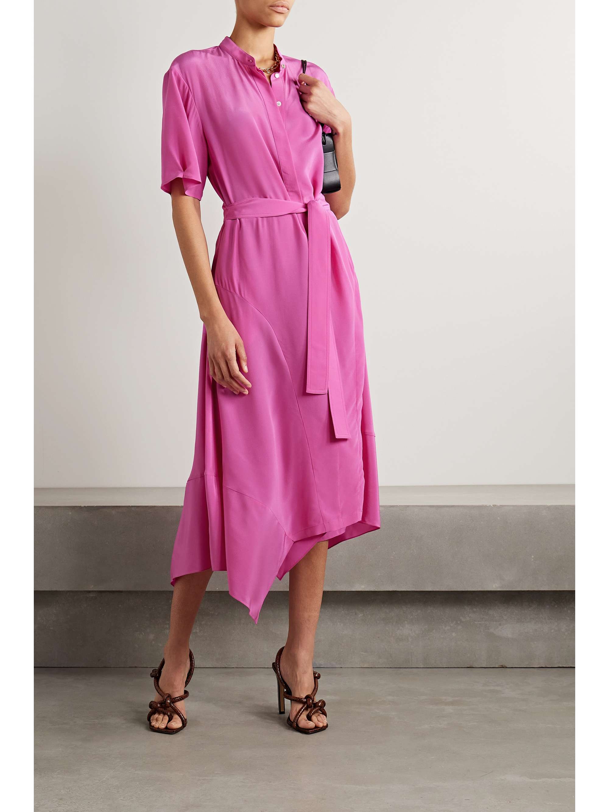 BRANDON MAXWELL Elaine belted two-tone cotton-blend twill midi dress