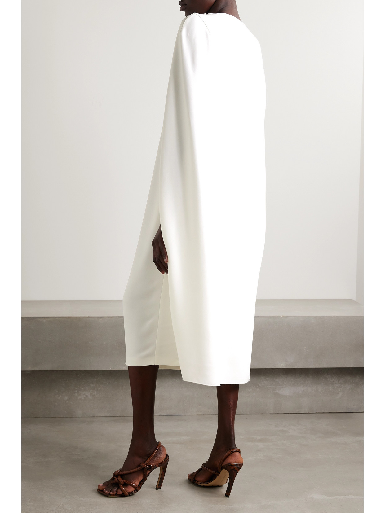 Shop Stella Mccartney + Net Sustain Cape-effect Crepe Midi Dress In White