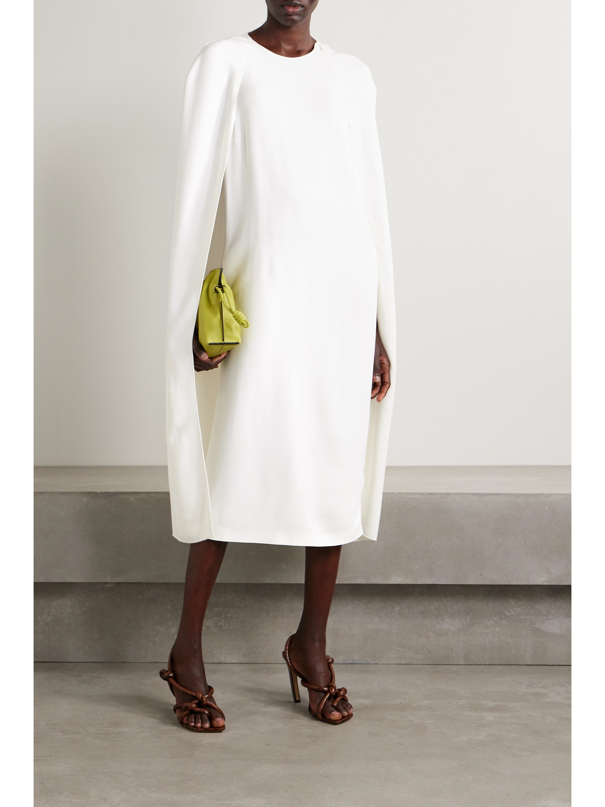 Stella McCartney + NET SUSTAIN Cape-effect crepe midi dress