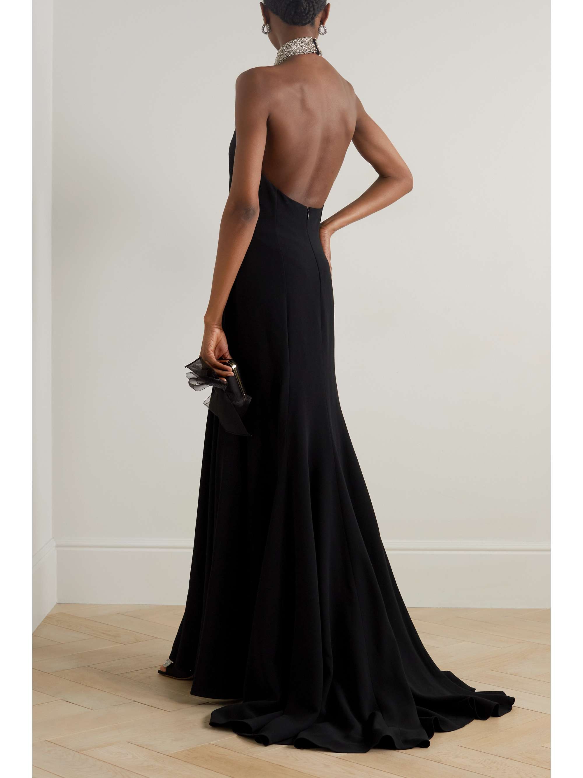 STELLA MCCARTNEY + NET SUSTAIN open-back crystal-embellished cady gown ...