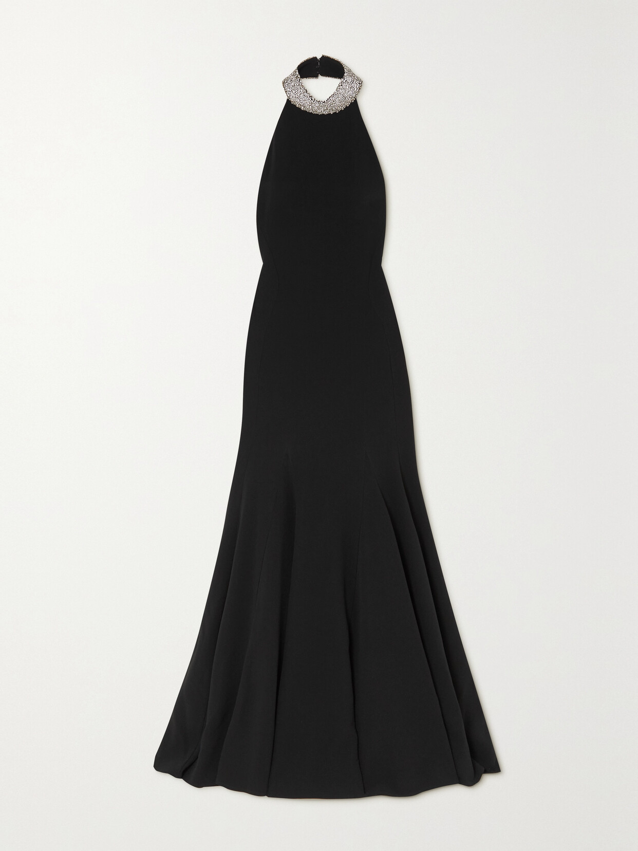 Shop Stella Mccartney + Net Sustain Open-back Crystal-embellished Cady Gown In Black