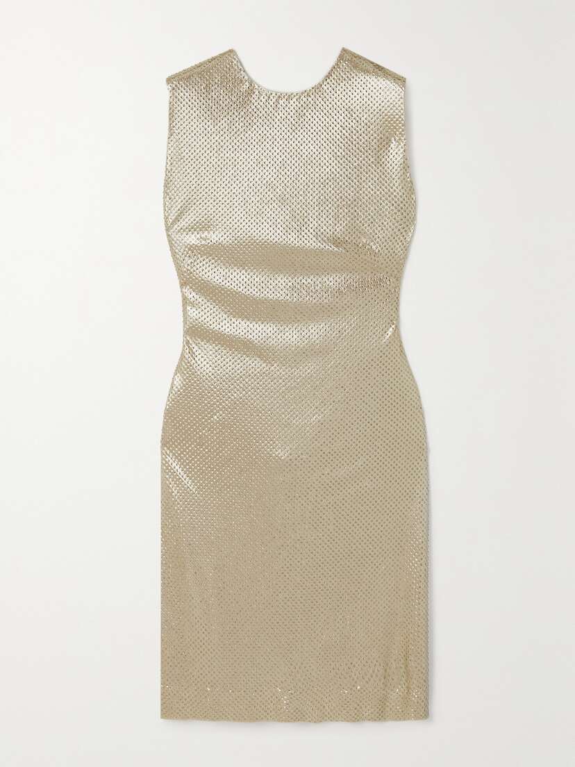 Ralph Lauren Collection Donelle Crystal-embellished Metallic Jersey Dress