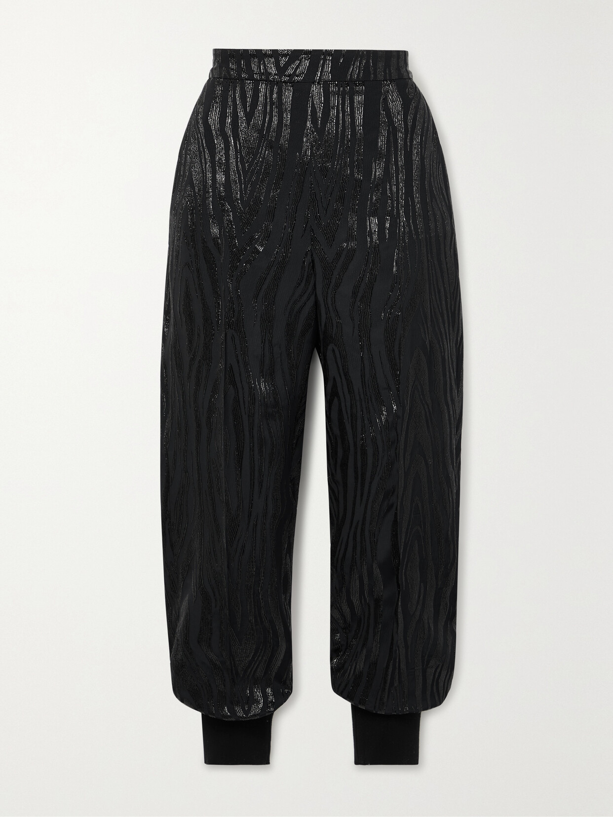 Stella McCartney - + Net Sustain Julia Metallic Jacquard Tapered Track Pants - Black